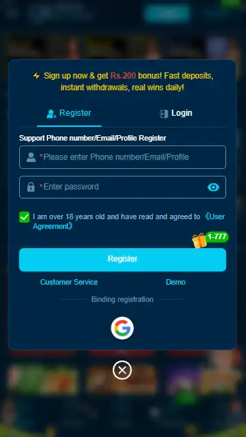 QK777.bet Game registration