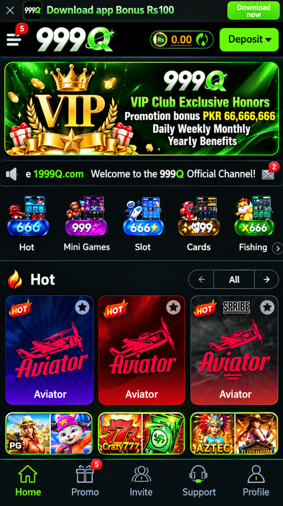 999 Q Game homepage showing mobile mini-games, bonuses, and rewards
